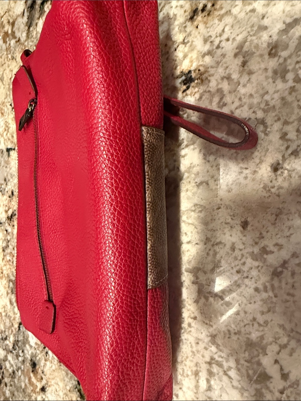 Coach Red Pebbled Leather and Signature Canvas Wristlet - Picture 3 of 4